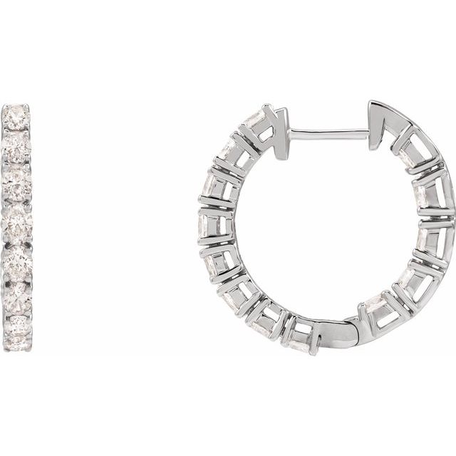 14K 2 5/8 CTW Lab-Grown Diamond Inside-Outside Hoop Earrings
