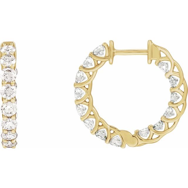 14K 2 1/5 CTW Natural Diamond Inside-Outside Hoop Earrings