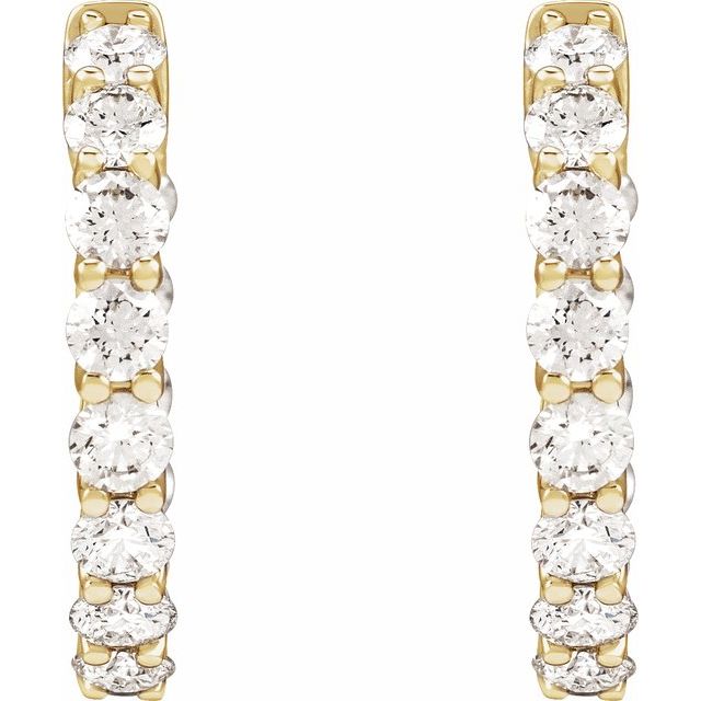14K 2 1/5 CTW Natural Diamond Inside-Outside Hoop Earrings