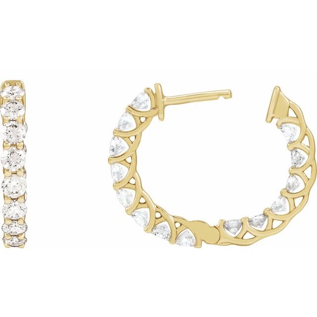14K 2 1/5 CTW Natural Diamond Inside-Outside Hoop Earrings