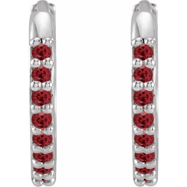 14K Lab-Grown Ruby Hinged Hoop Earrings
