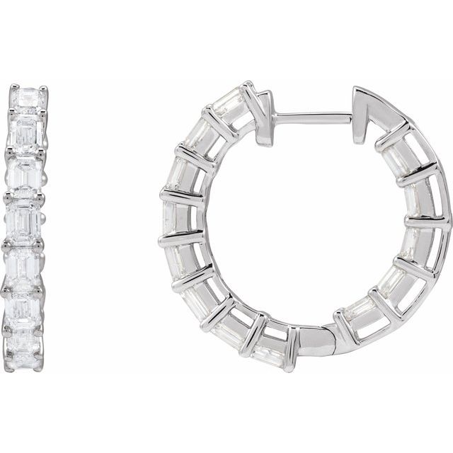 14K 3 CTW Natural Diamond Inside-Outside Hoop Earrings