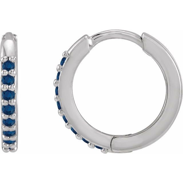 14K Lab-Grown Blue Sapphire Hinged Hoop Earrings