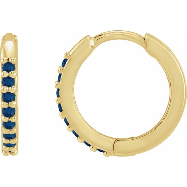 14K Lab-Grown Blue Sapphire Hinged Hoop Earrings