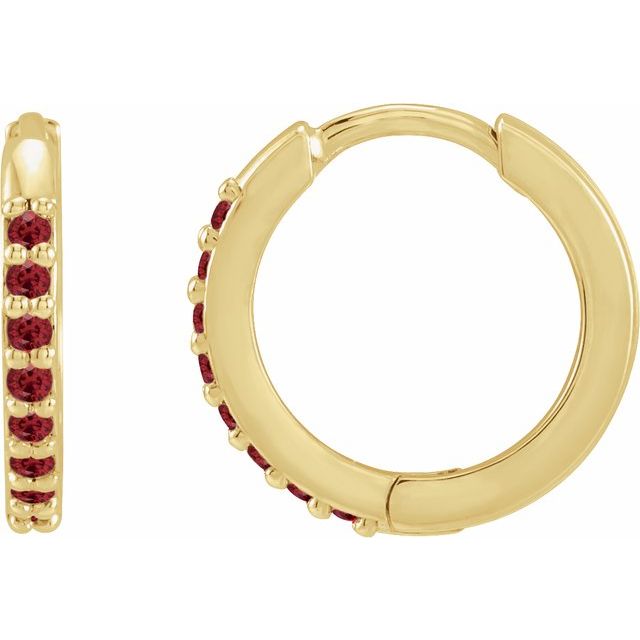 14K Lab-Grown Ruby Hinged Hoop Earrings