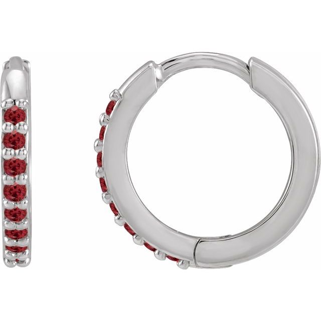 14K Lab-Grown Ruby Hinged Hoop Earrings