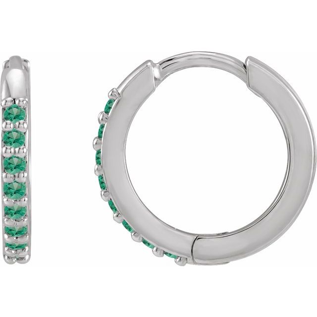 14K Lab-Grown Emerald Hinged Hoop Earrings