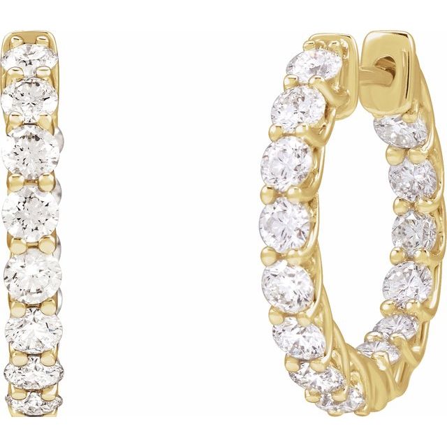 14K 2 1/5 CTW Natural Diamond Inside-Outside Hoop Earrings