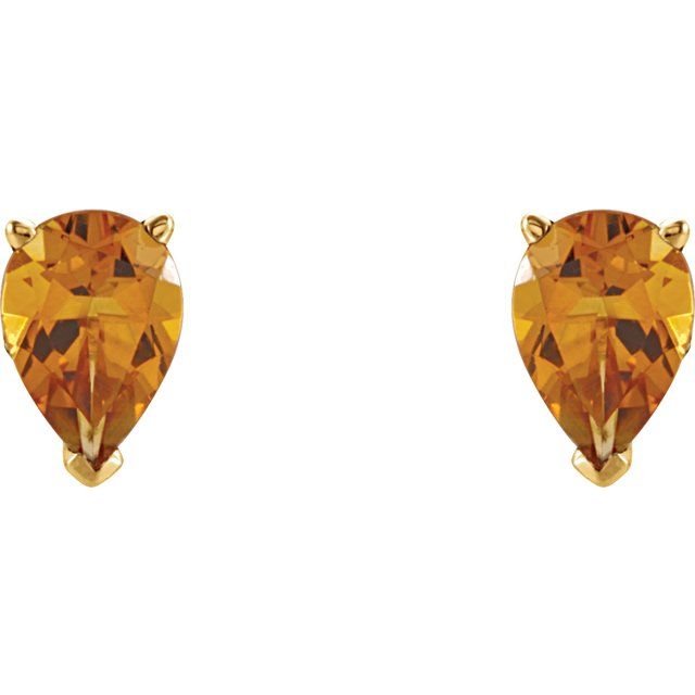 14K Pear Natural Citrine Earrings