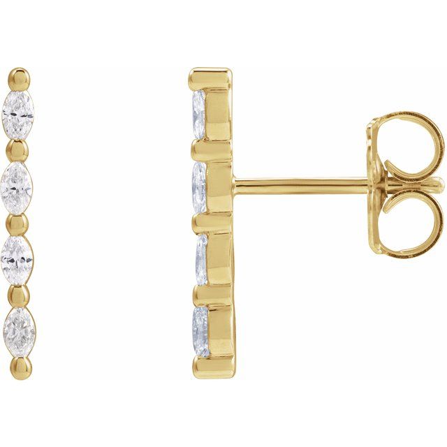 14K 1/6 CTW Natural Diamond Bar Earring