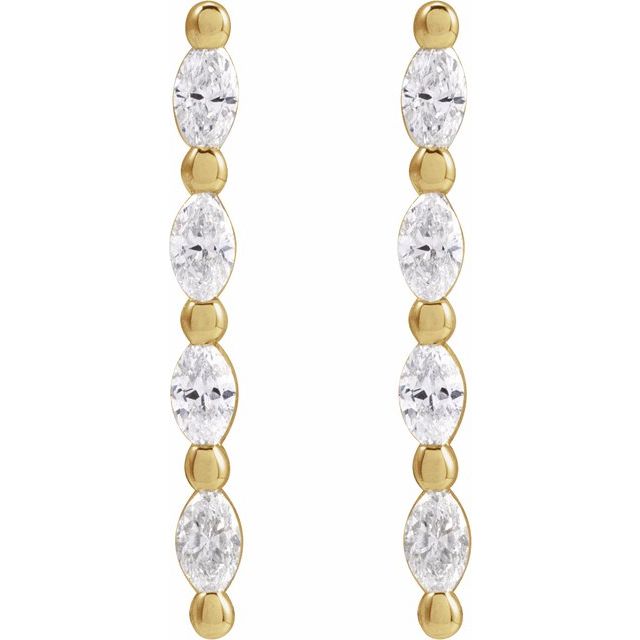 14K 1/6 CTW Natural Diamond Bar Earring