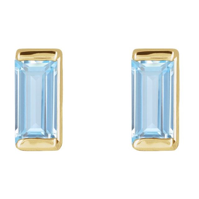 14K Lab-Grown Aqua Sapphire Earrings
