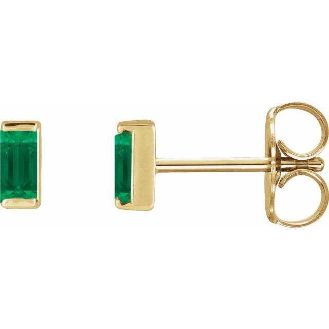 14K Lab-Grown Emerald Channel-Set Earrings