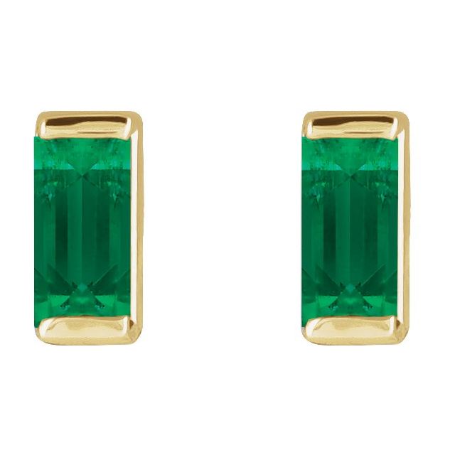 14K Lab-Grown Emerald Channel-Set Earrings