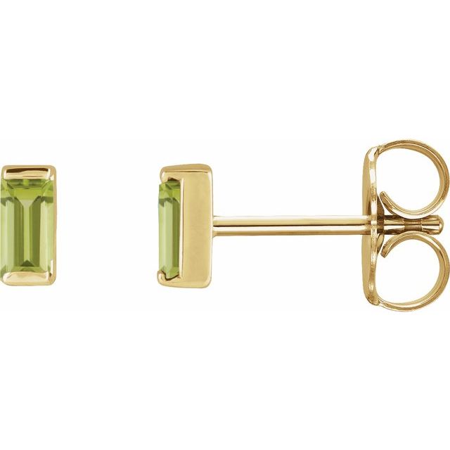14K Natural Peridot Channel-Set Earrings