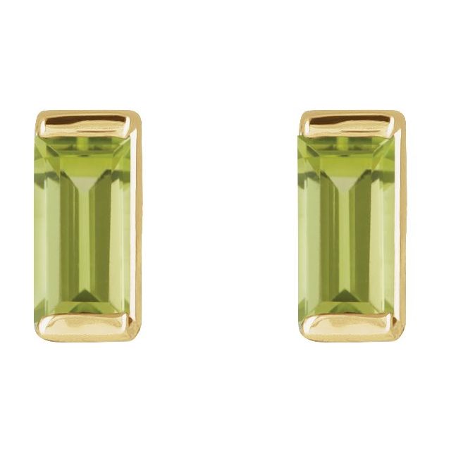 14K Natural Peridot Channel-Set Earrings