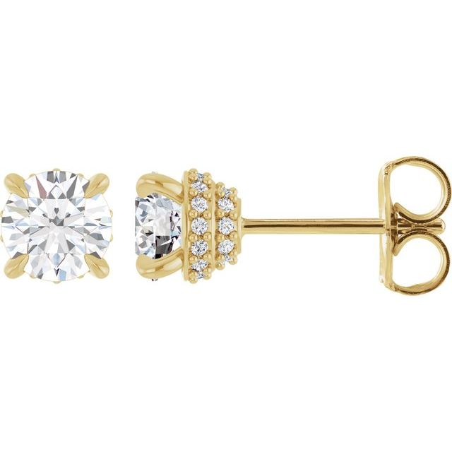 14K 9/10 CTW Natural Diamond Hidden Halo Earrings