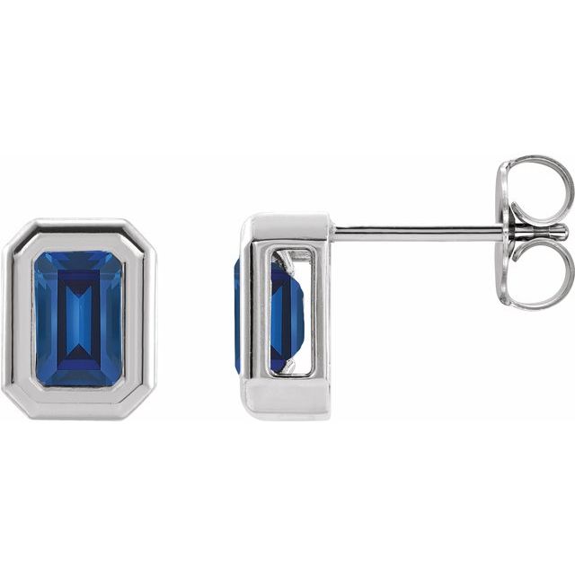 14K Lab-Grown Blue Sapphire Solitaire Earrings
