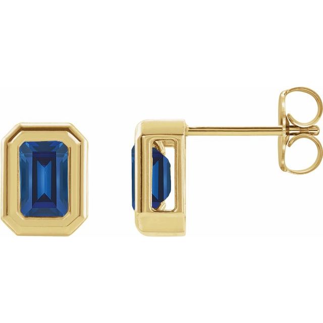 14K Lab-Grown Blue Sapphire Solitaire Earrings