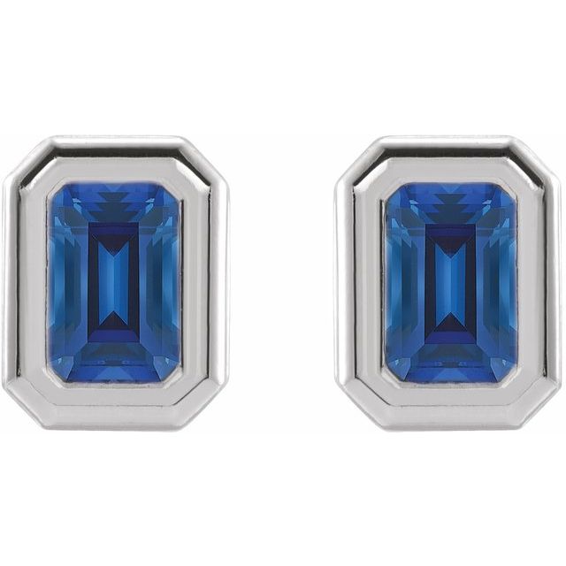 14K Lab-Grown Blue Sapphire Solitaire Earrings