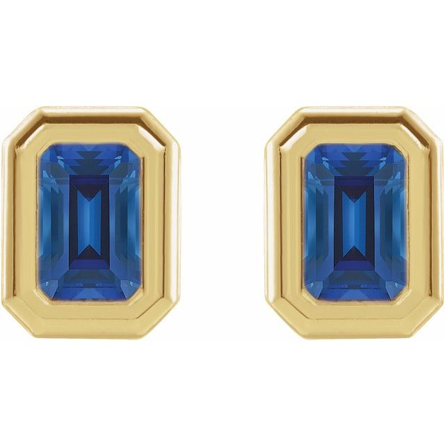 14K Lab-Grown Blue Sapphire Solitaire Earrings