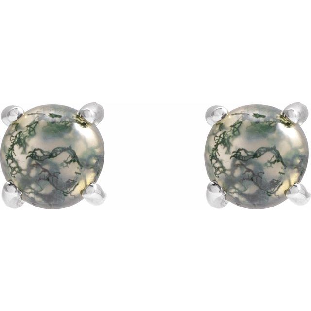 14K Natural Moss Agate Earrings