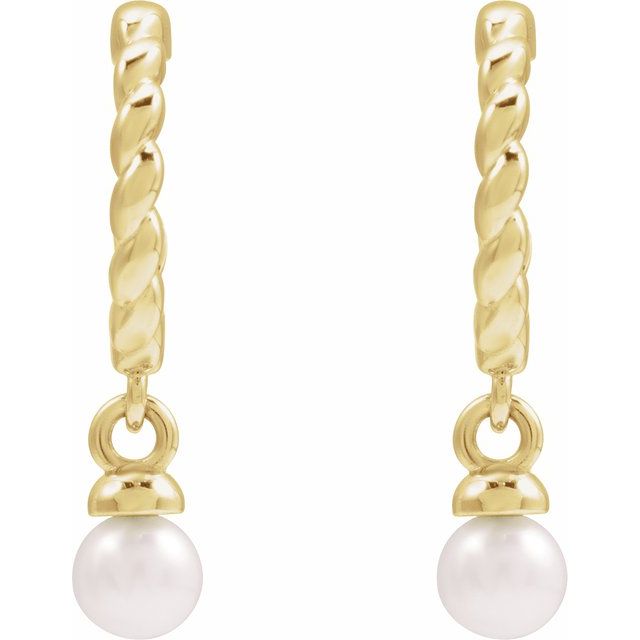 14K Cultured Freshwater Pearl Rope Hoop Earrings