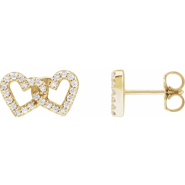 14K 1/5 CTW Natural Diamond Interlocking Heart Earrings
