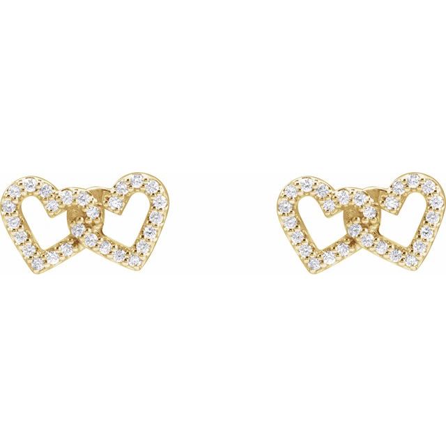 14K 1/5 CTW Natural Diamond Interlocking Heart Earrings