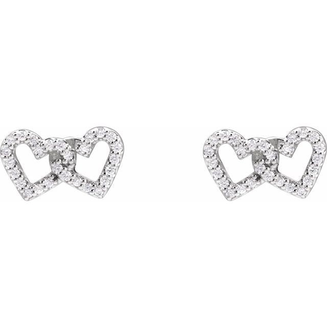 14K 1/5 CTW Natural Diamond Interlocking Heart Earrings