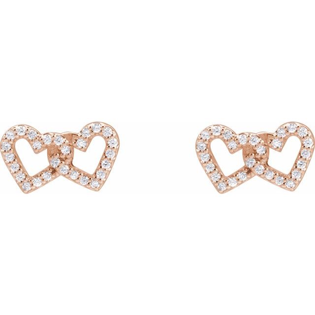 14K 1/5 CTW Natural Diamond Interlocking Heart Earrings