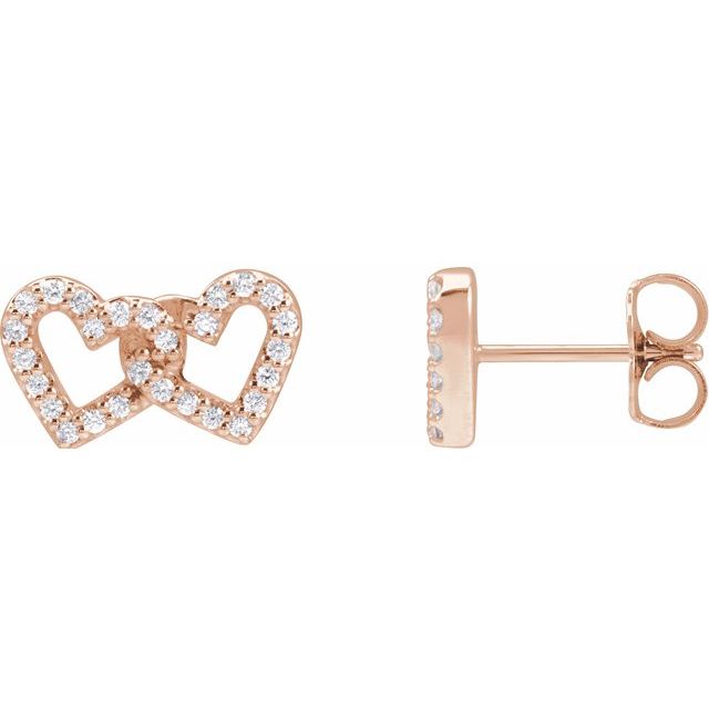 14K 1/5 CTW Natural Diamond Interlocking Heart Earrings