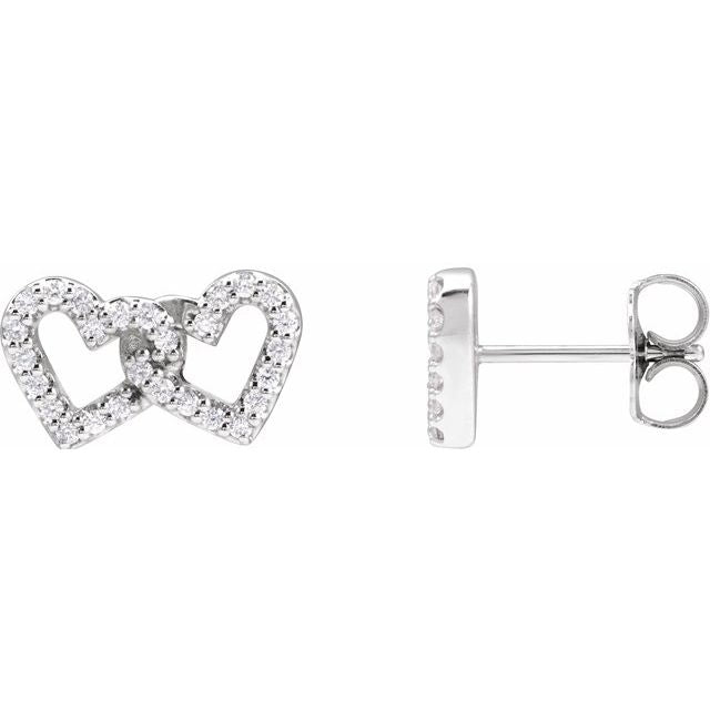 14K 1/5 CTW Natural Diamond Interlocking Heart Earrings