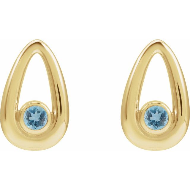 14K Natural Aquamarine Geometric Earrings