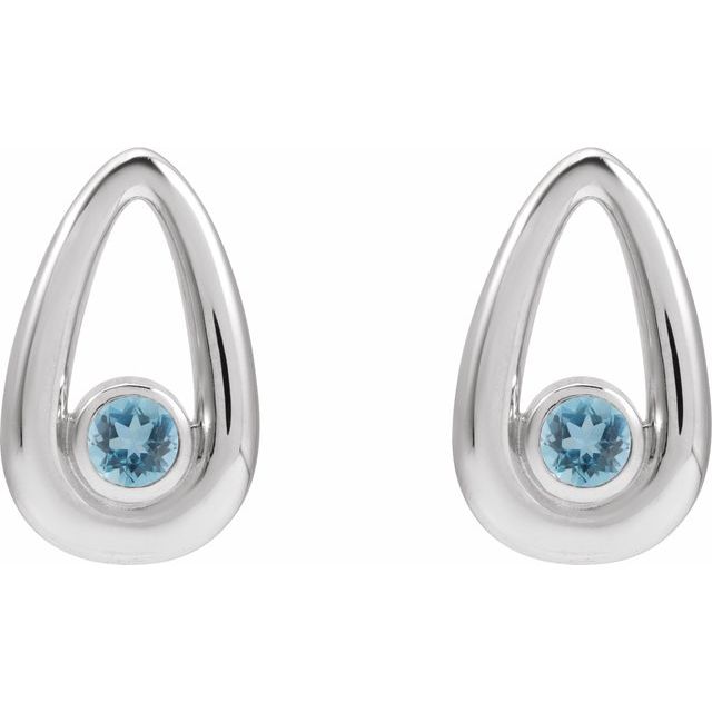 14K Natural Aquamarine Geometric Earrings