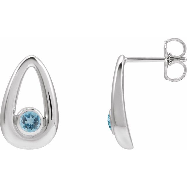 14K Natural Aquamarine Geometric Earrings