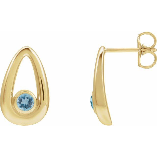 14K Natural Aquamarine Geometric Earrings