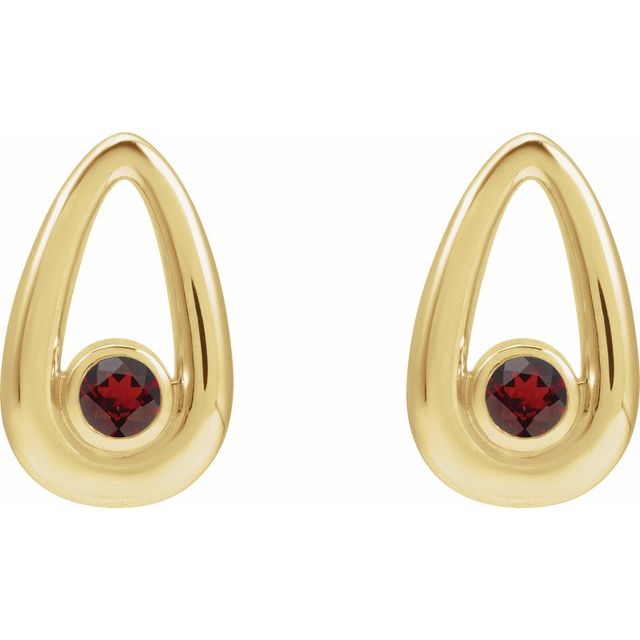 14K Natural Mozambique Garnet Geometric Earrings