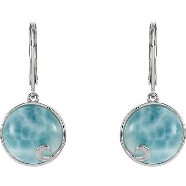 Sterling Silver Natural Larimar Earrings