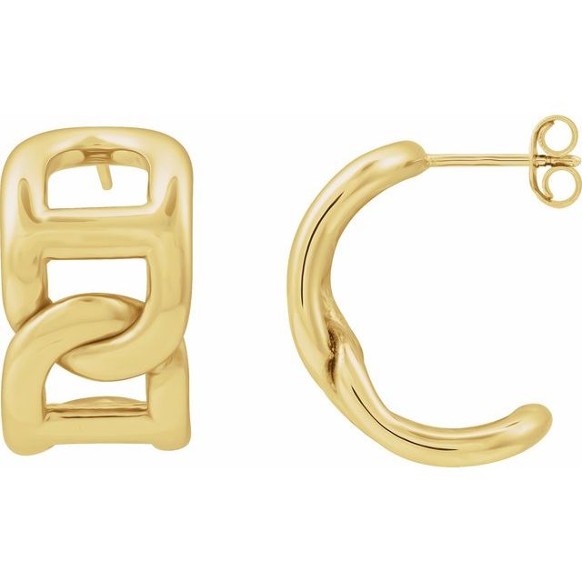 14K Electroform Anchor Chain Hoop Earrings