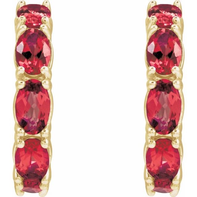 14K Lab-Grown Ruby Hoop Earrings