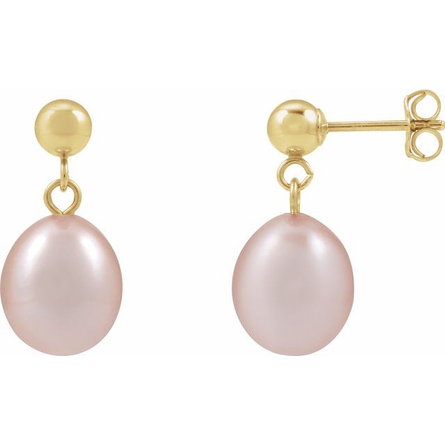 14K Cultured Pink Freshwater Pearl Earrings