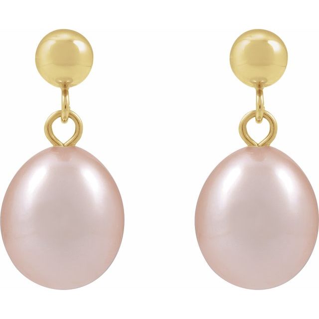 14K Cultured Pink Freshwater Pearl Earrings