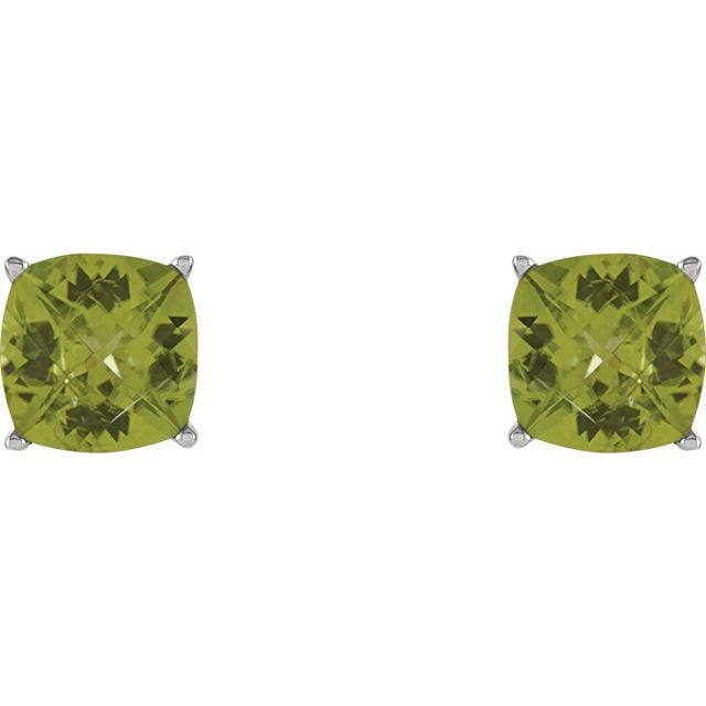 14K Cushion Natural Peridot Earrings