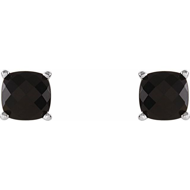14K Cushion Natural Black Onyx Earrings