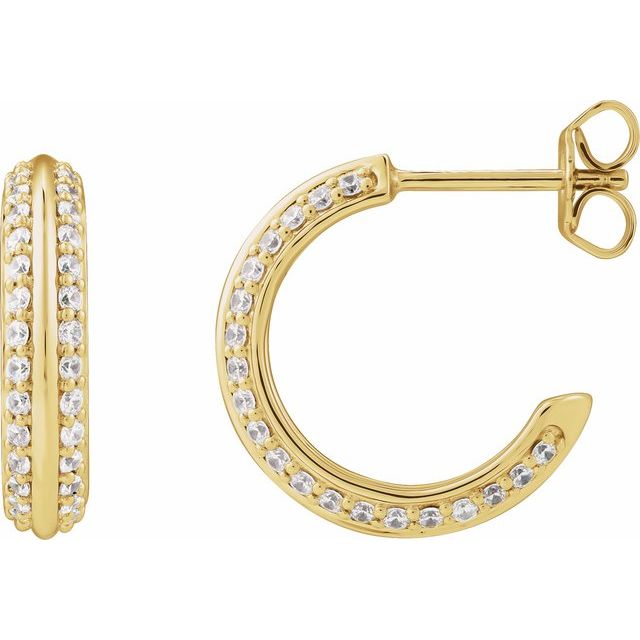 14K Round Accented Hoop Earring Mountings