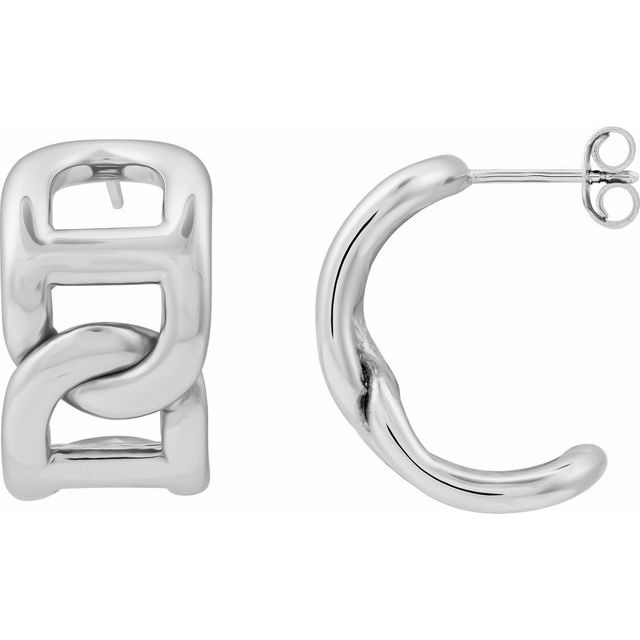 Sterling Silver Electroform Anchor Chain Hoop Earrings