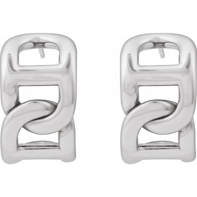 Sterling Silver Electroform Anchor Chain Hoop Earrings
