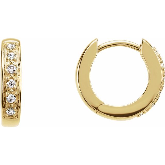 14K 1/10 CTW Natural Diamond Hinged Hoop Earrings