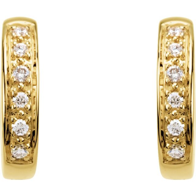 14K 1/10 CTW Natural Diamond Hinged Hoop Earrings